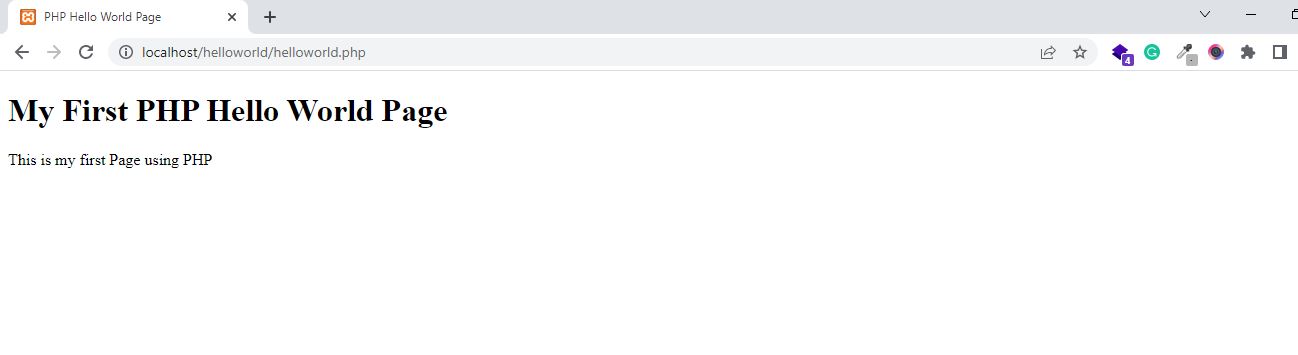 first php hello world page